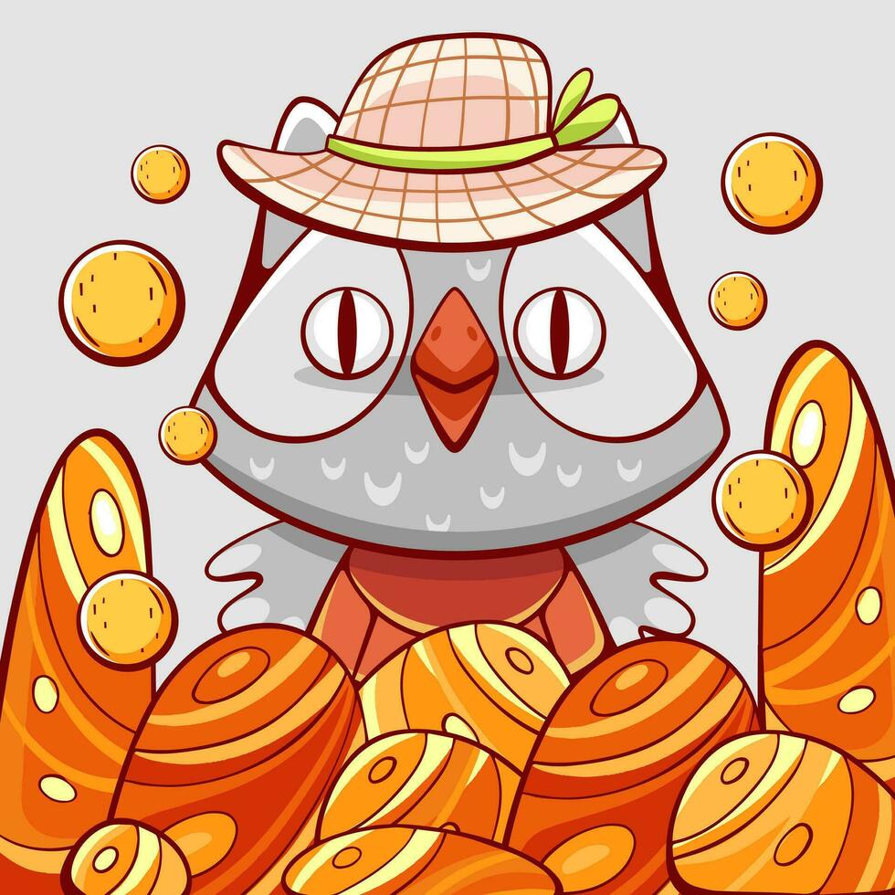 Vector cute owl in cartoon style.