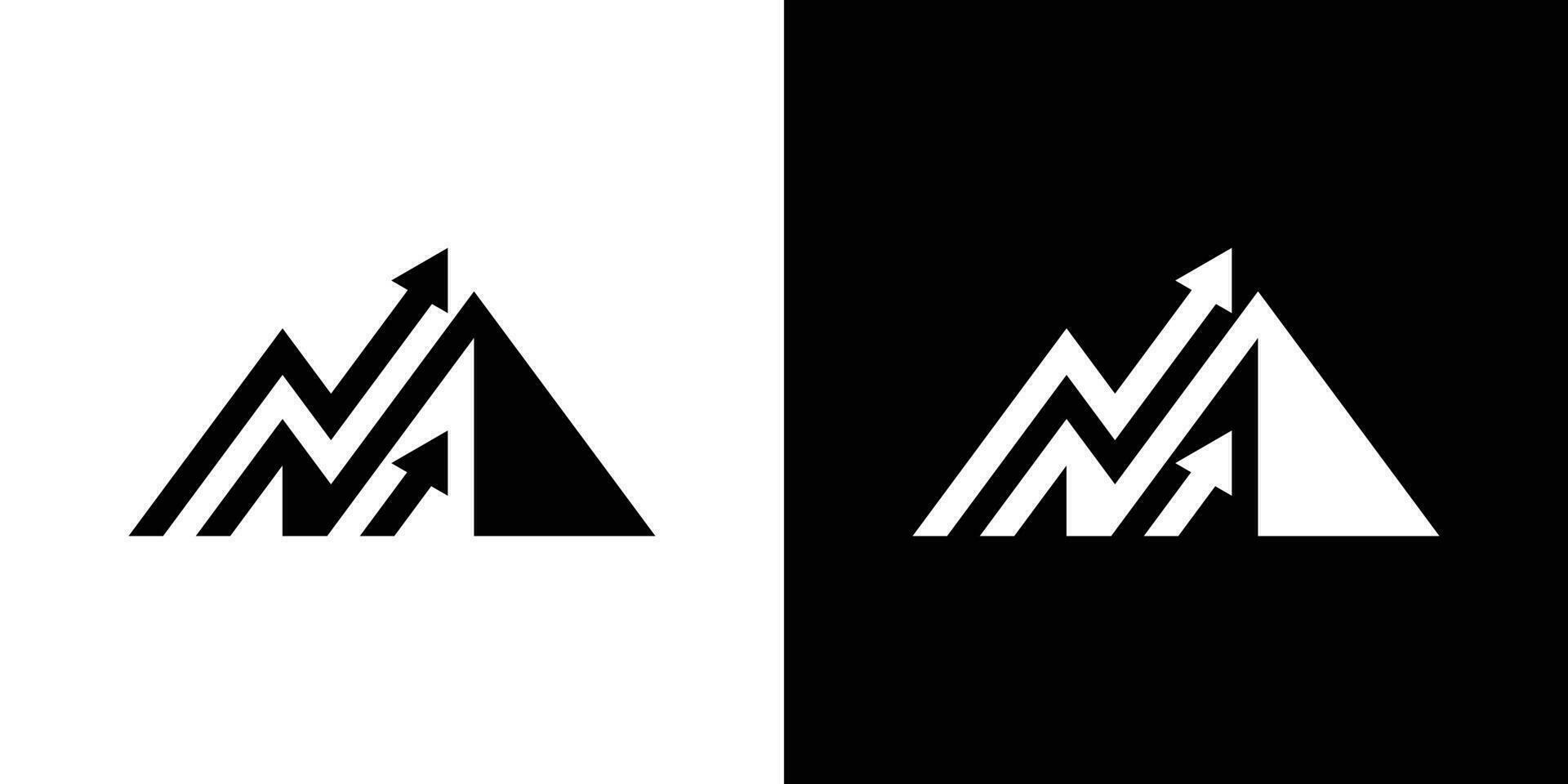 logo diseño combinación de montañas y flechas hecho en un resumen estilo. vector