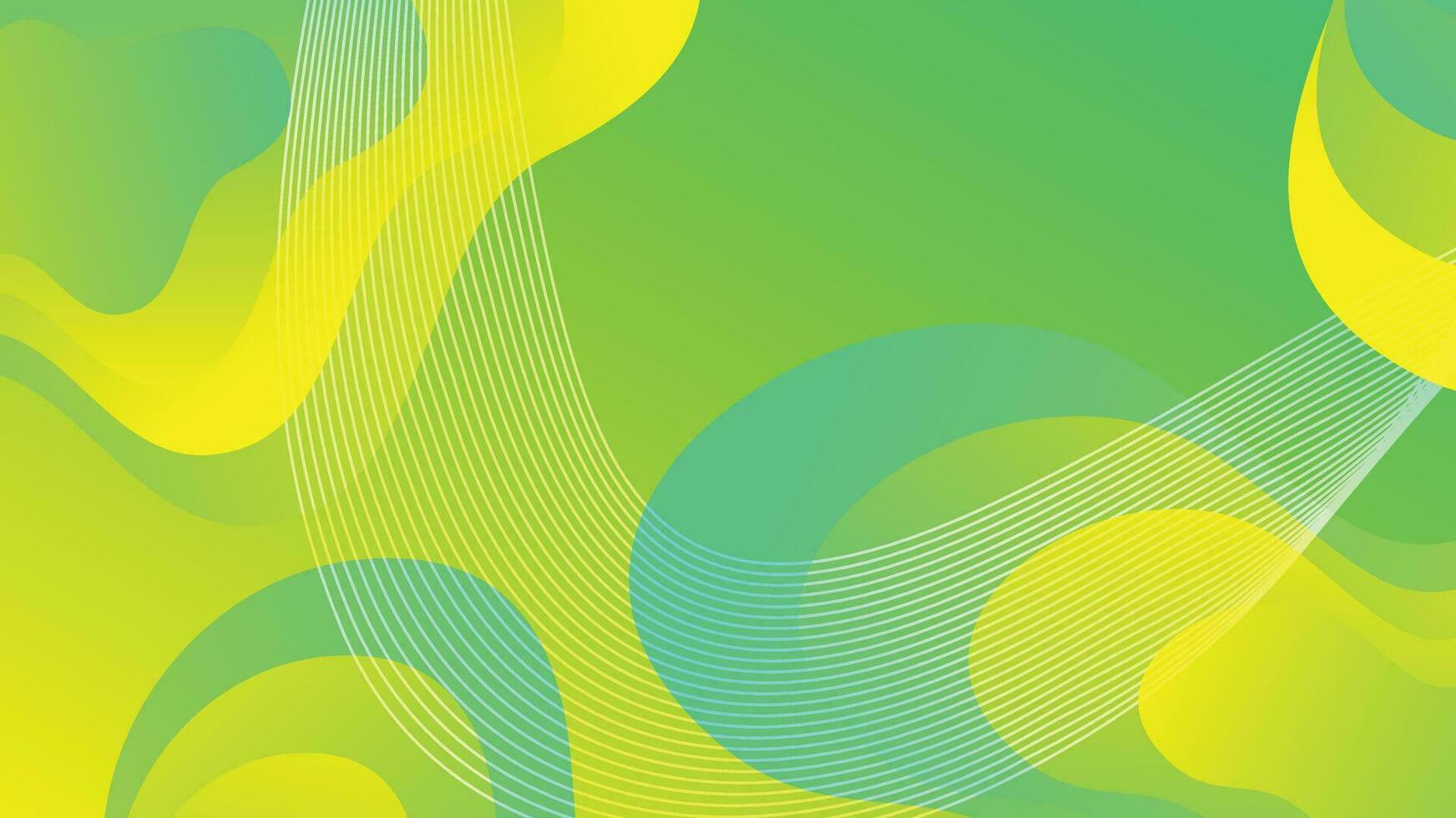 Green and yellow gradient fluid wave abstract background vector