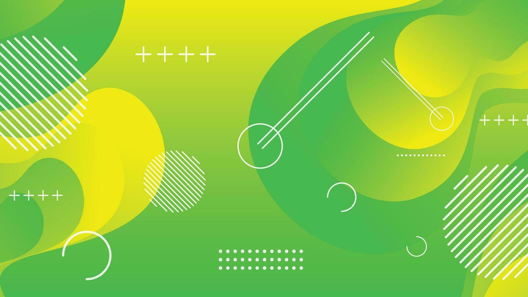 Green and yellow gradient fluid wave abstract background vector