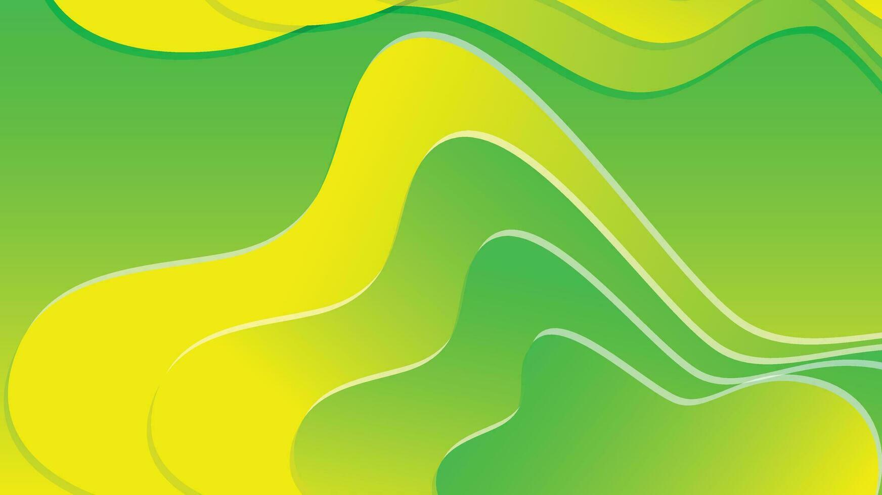 Green and yellow gradient fluid wave abstract background vector