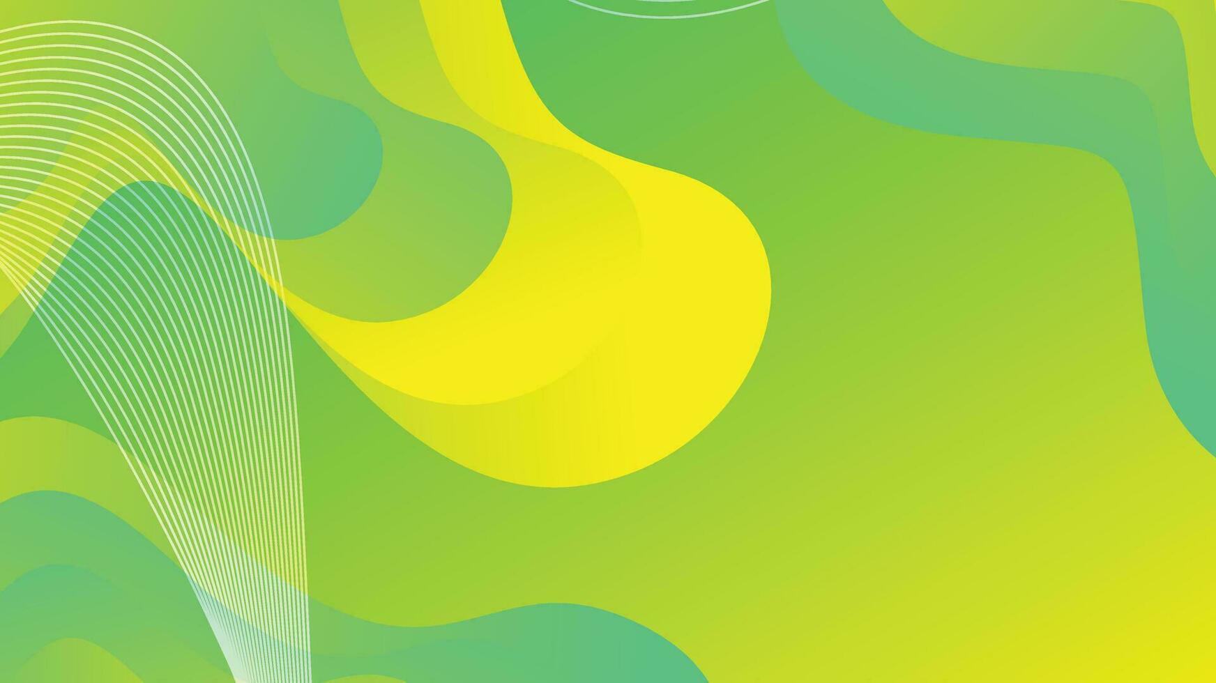 Green and yellow gradient fluid wave abstract background vector