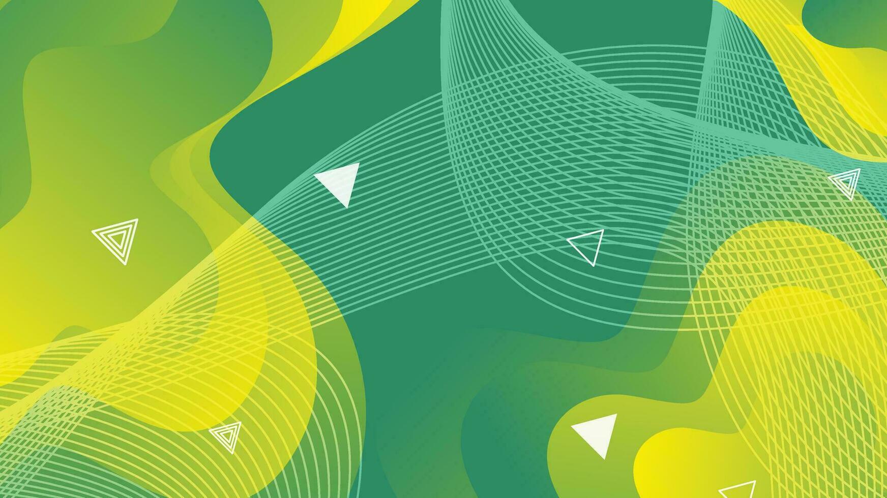 Green and yellow gradient fluid wave abstract background vector