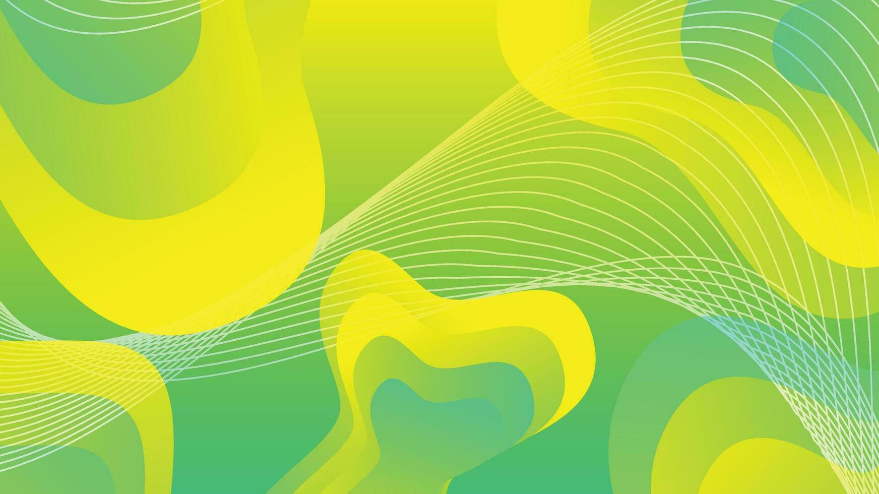 Green and yellow gradient fluid wave abstract background vector