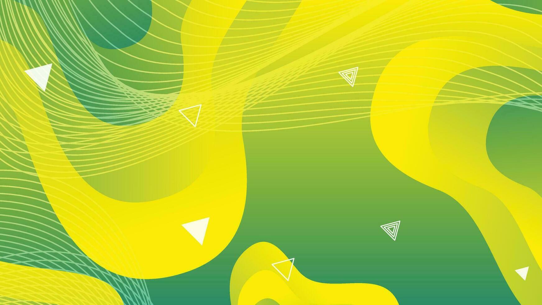 Green and yellow gradient fluid wave abstract background vector