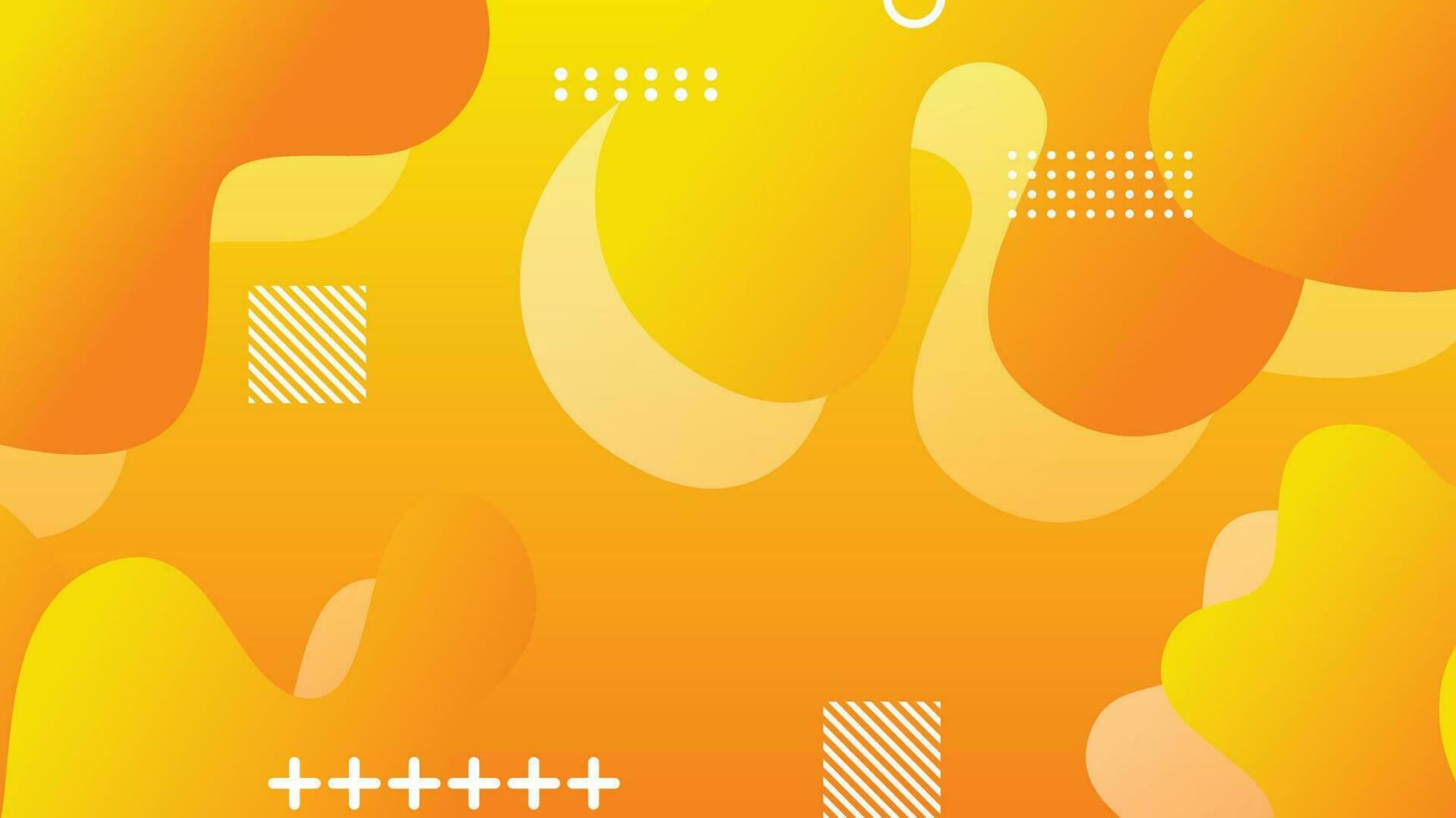 Yellow orange gradient dynamic fluid shapes abstract background vector