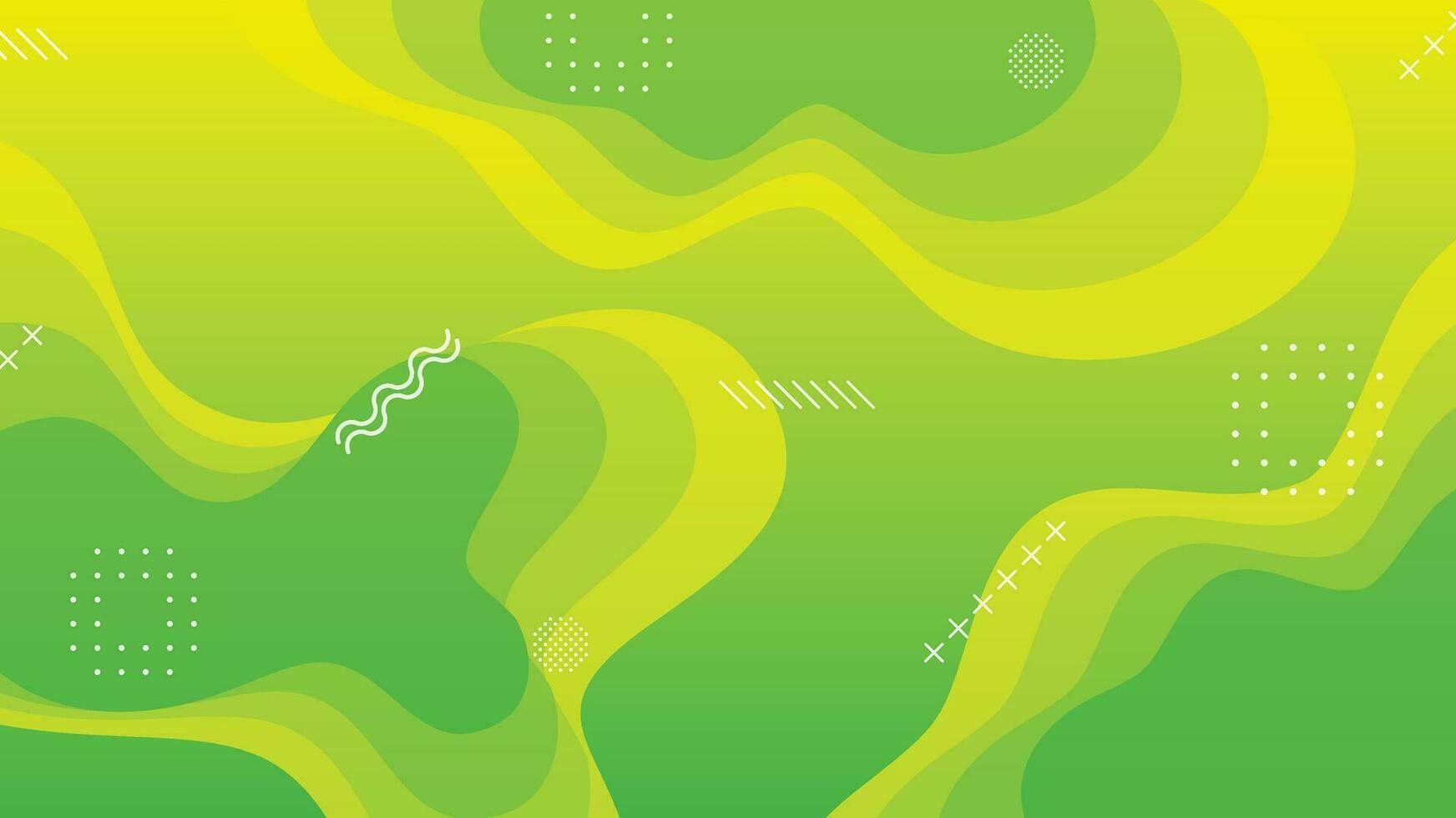 Green and yellow gradient fluid wave abstract background vector
