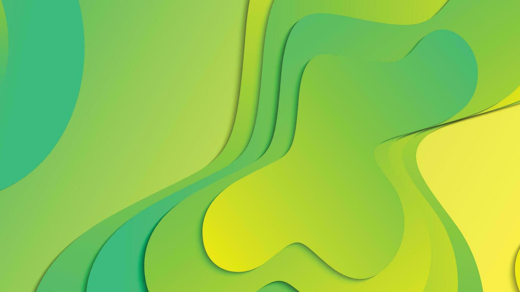 Green and yellow gradient fluid wave abstract background vector