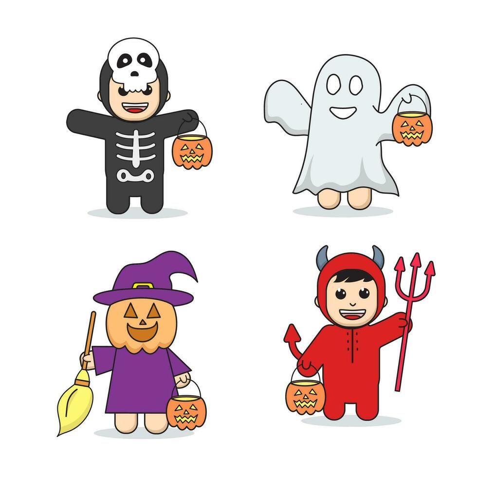 Vector halloween cute character with flat design