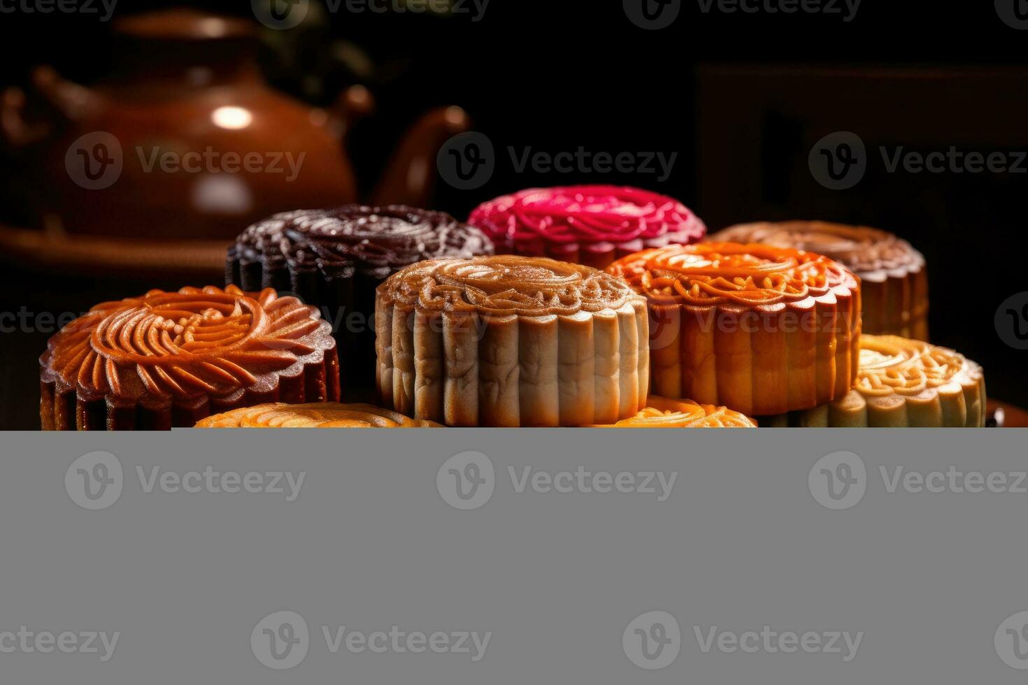 stock photo of mooncake food photography studio light AI Generated
