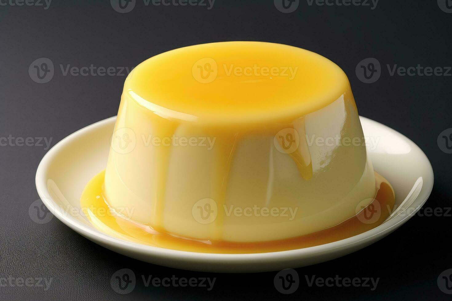 a dessert with a yellow sauce on top photo