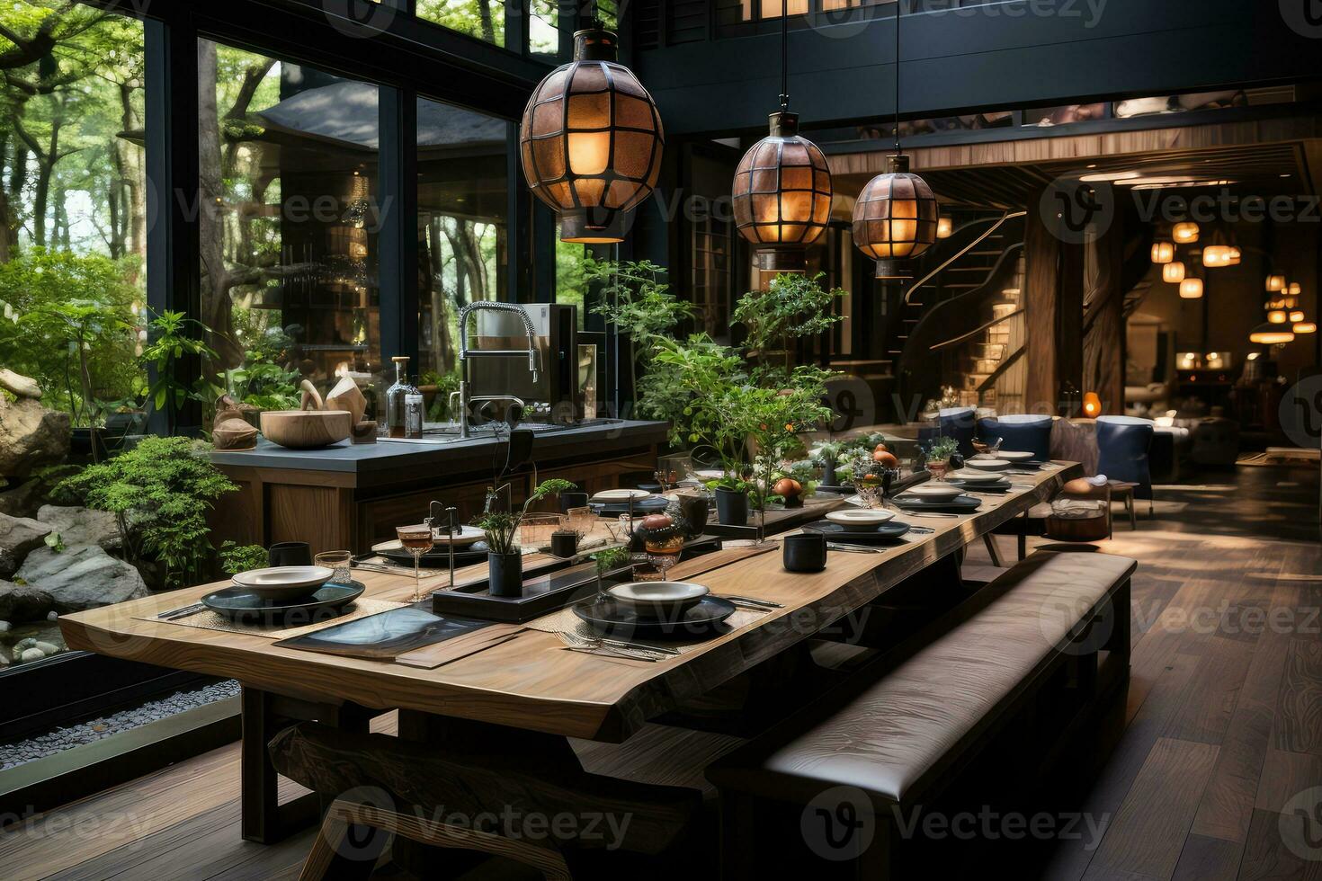 japonés restaurante frente es menor que el lados ai generado foto