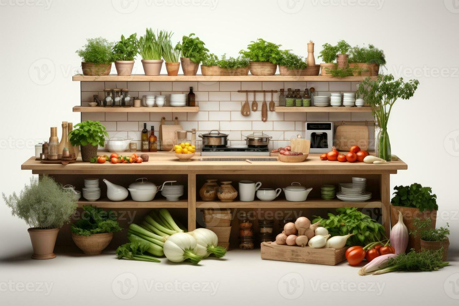 3d kitchen on a isolated background professional advertising photography AI Generated photo