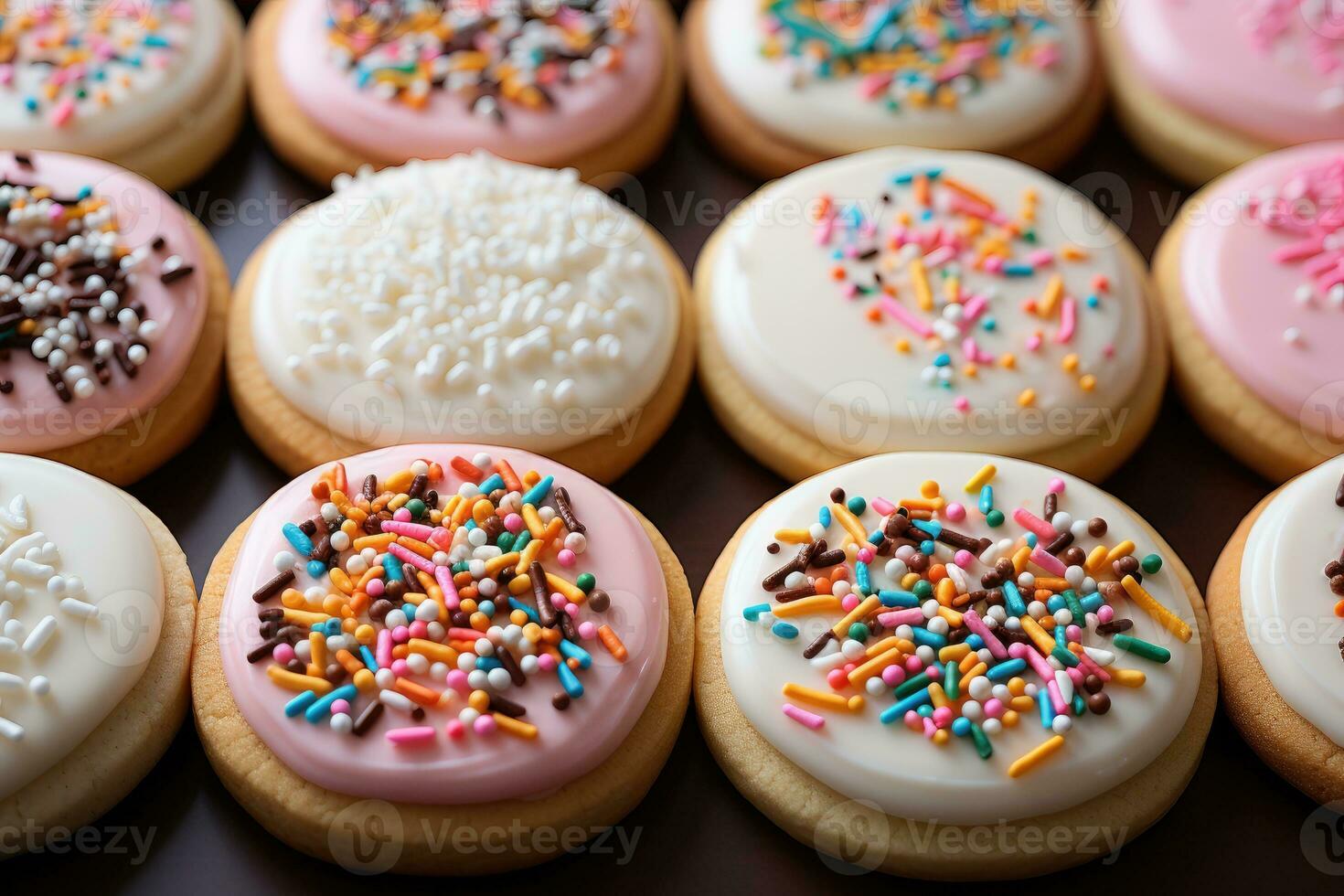 frosted sugar cookies with sprinkles professional food photography AI Generated photo