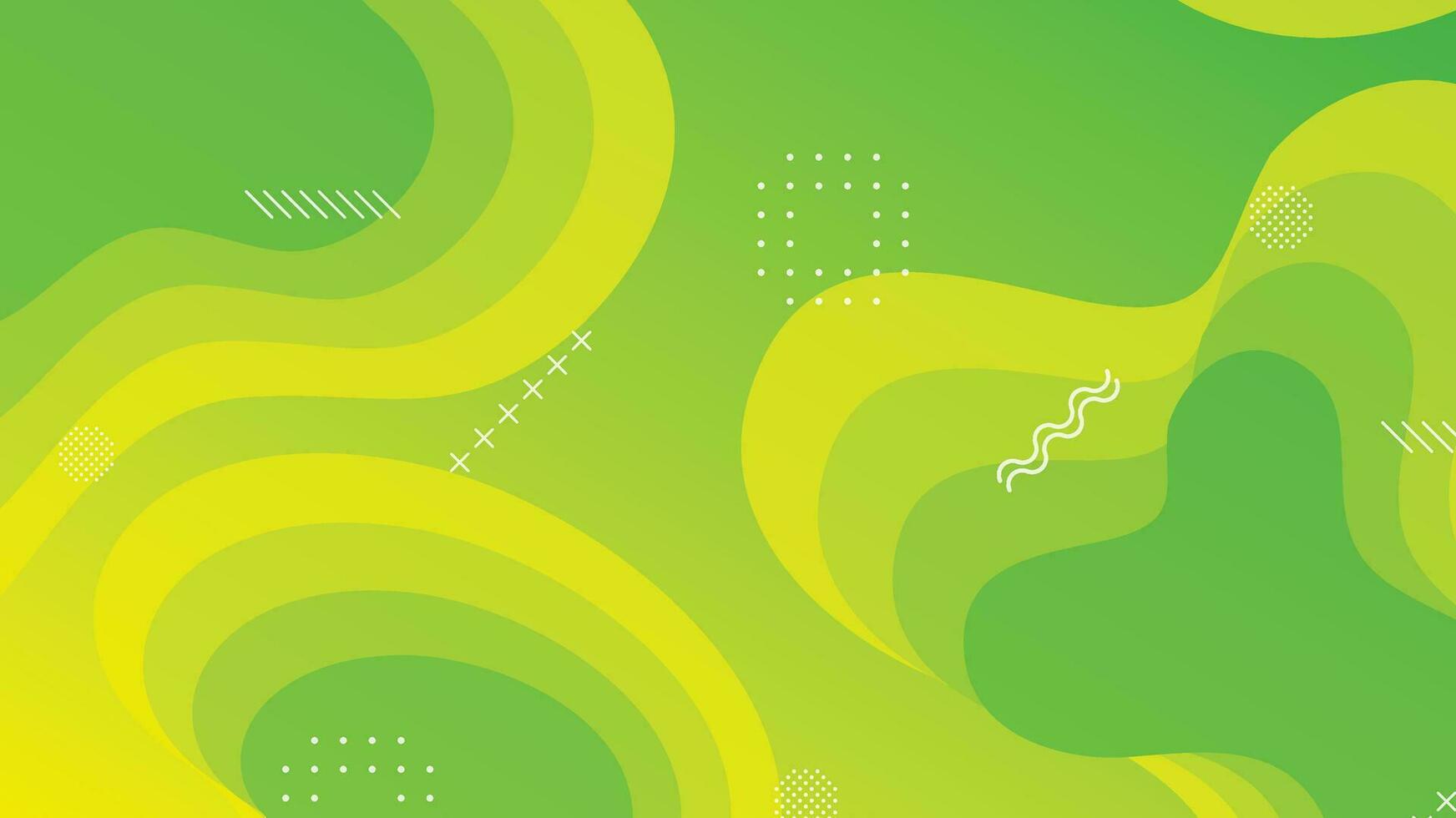 Green and yellow gradient fluid wave abstract background vector