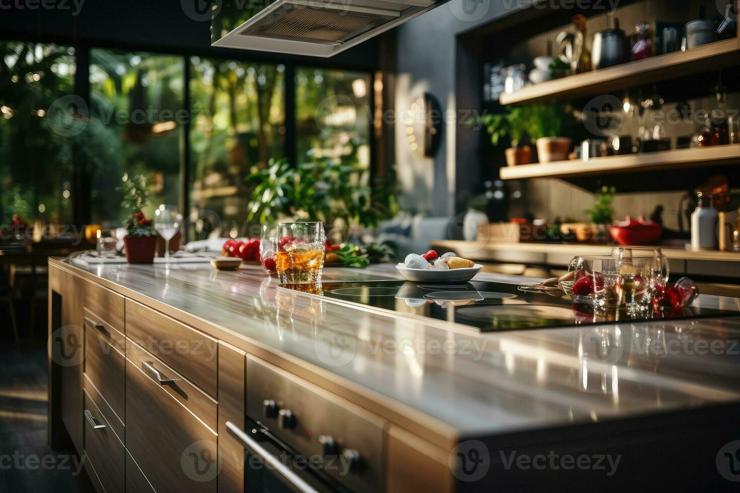 Blurred modern Kitchen advertising photography AI Generated photo