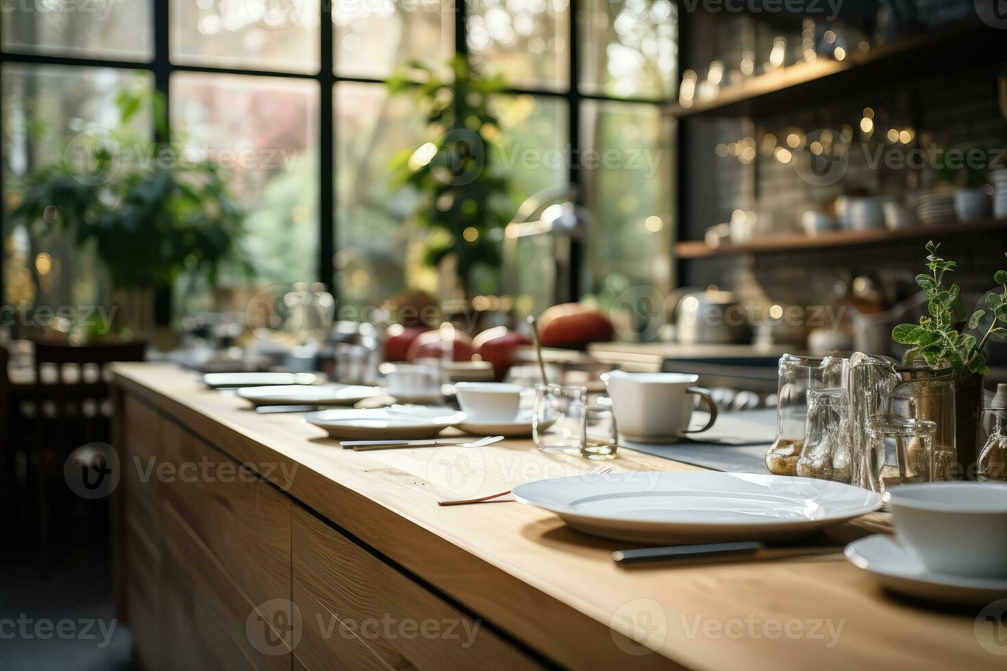 Blurred modern Kitchen advertising photography AI Generated photo