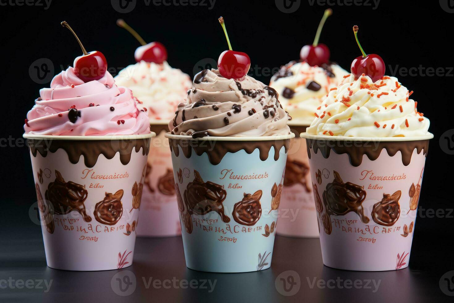 paper cup ice cream display advertising food photography AI Generated photo