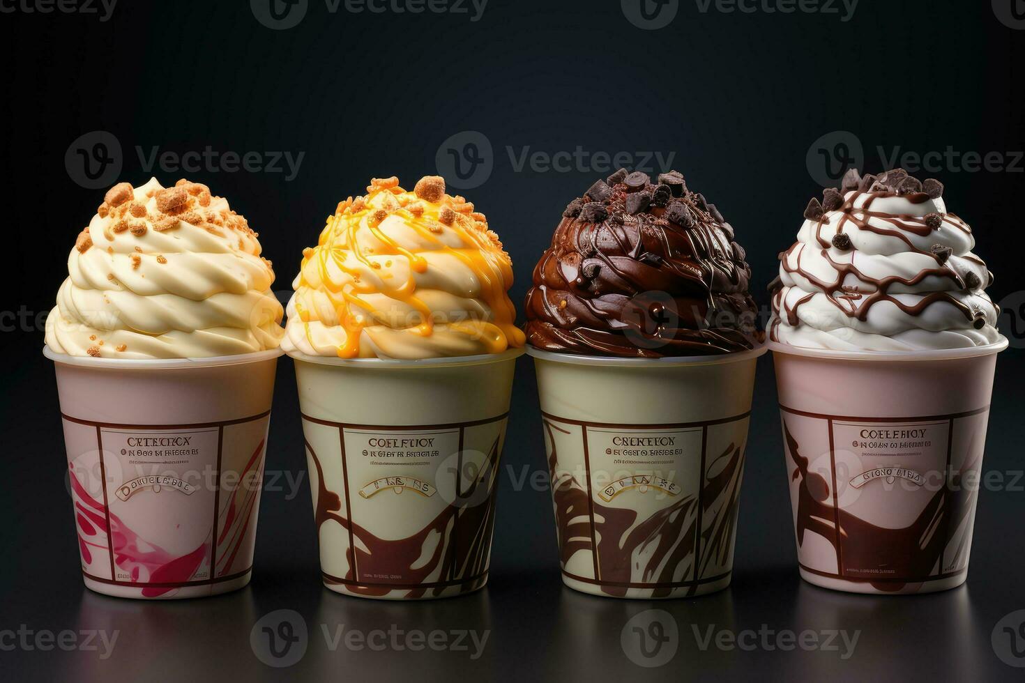 paper cup ice cream display advertising food photography AI Generated photo