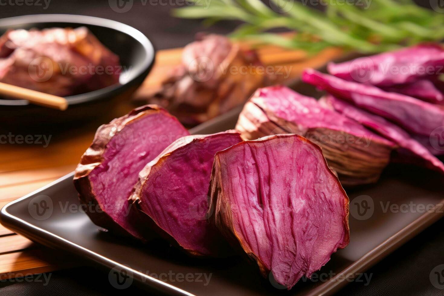 roasted fresh purple sweet potato professional advertising food photography ai generated photo