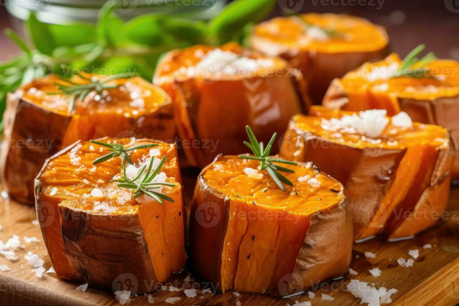 roasted fresh sweet potato professional advertising food photography ai generated photo