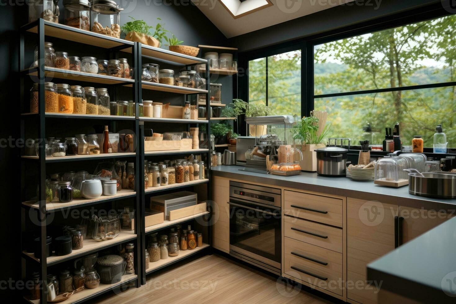 inside kitchen pantry room in modern style professional advertising photography AI Generated photo