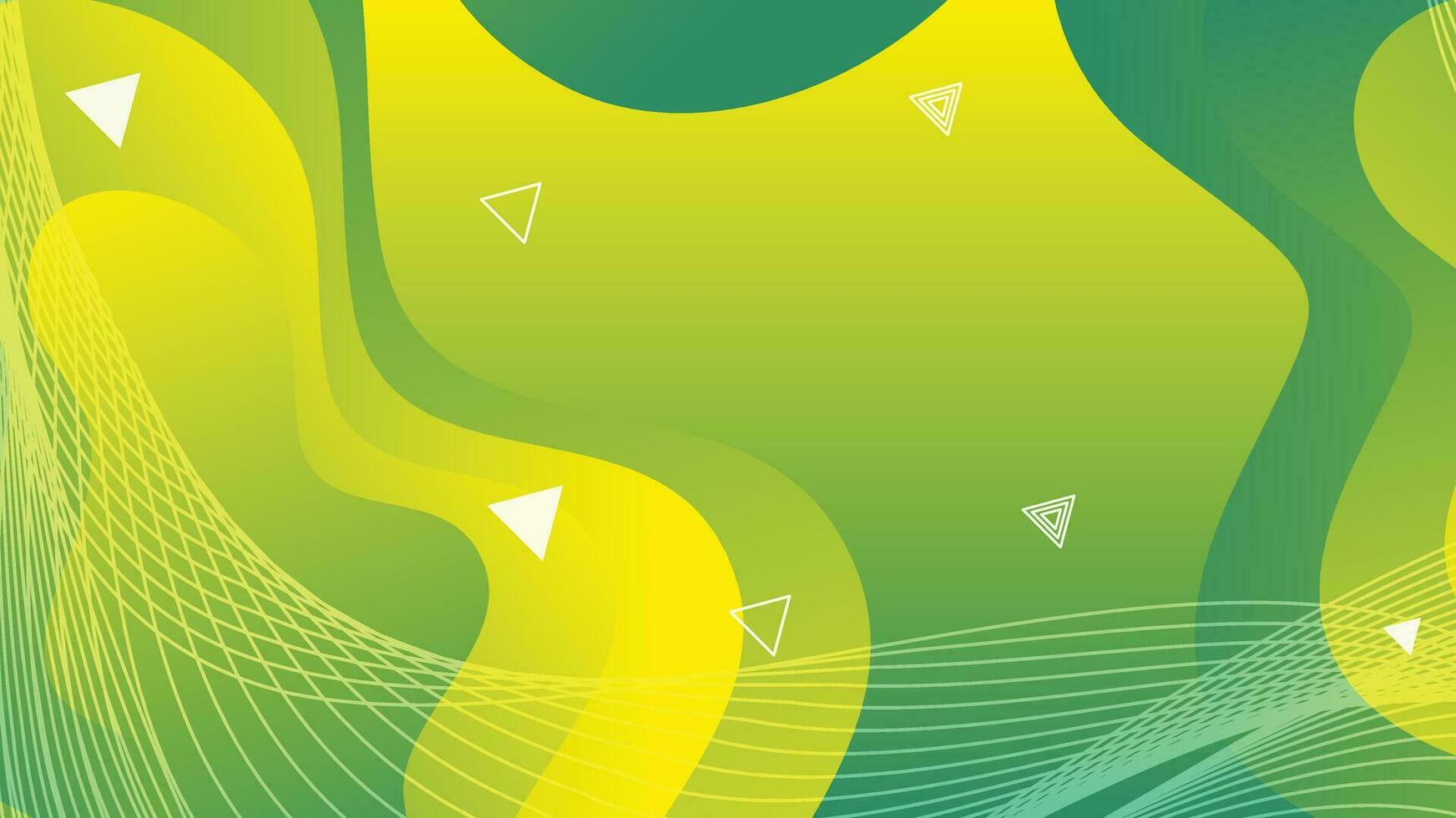 Green and yellow gradient fluid wave abstract background vector