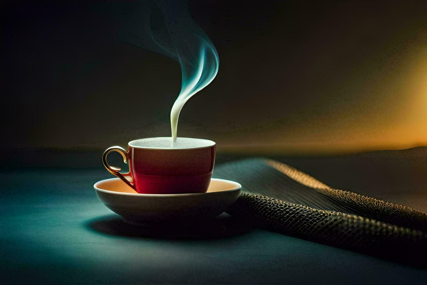 a cup of coffee with steam rising from it. AI-Generated photo