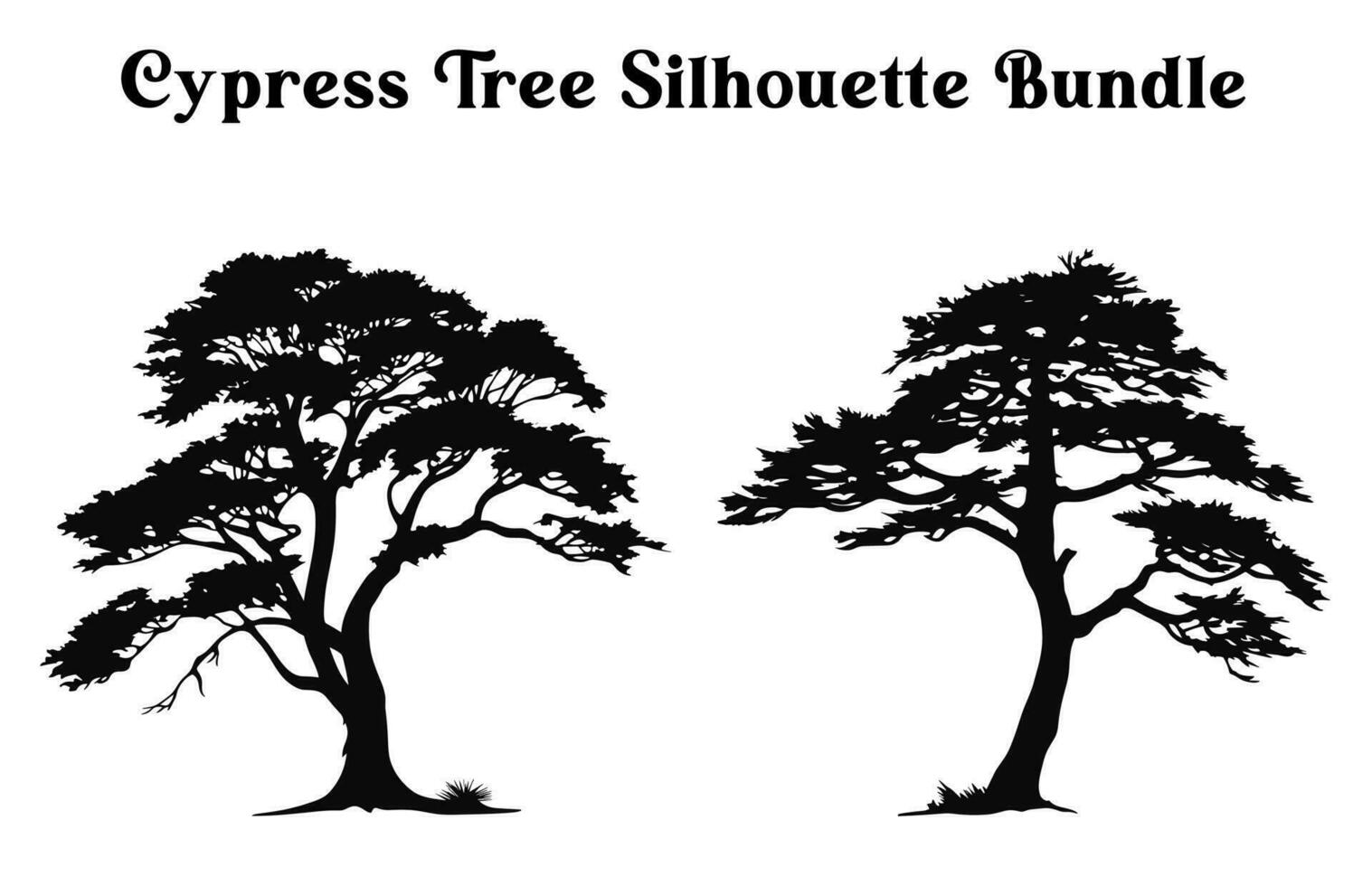 Cypress Tree Silhouettes bundle, Set of trees, Trees Vector silhouette Clipart