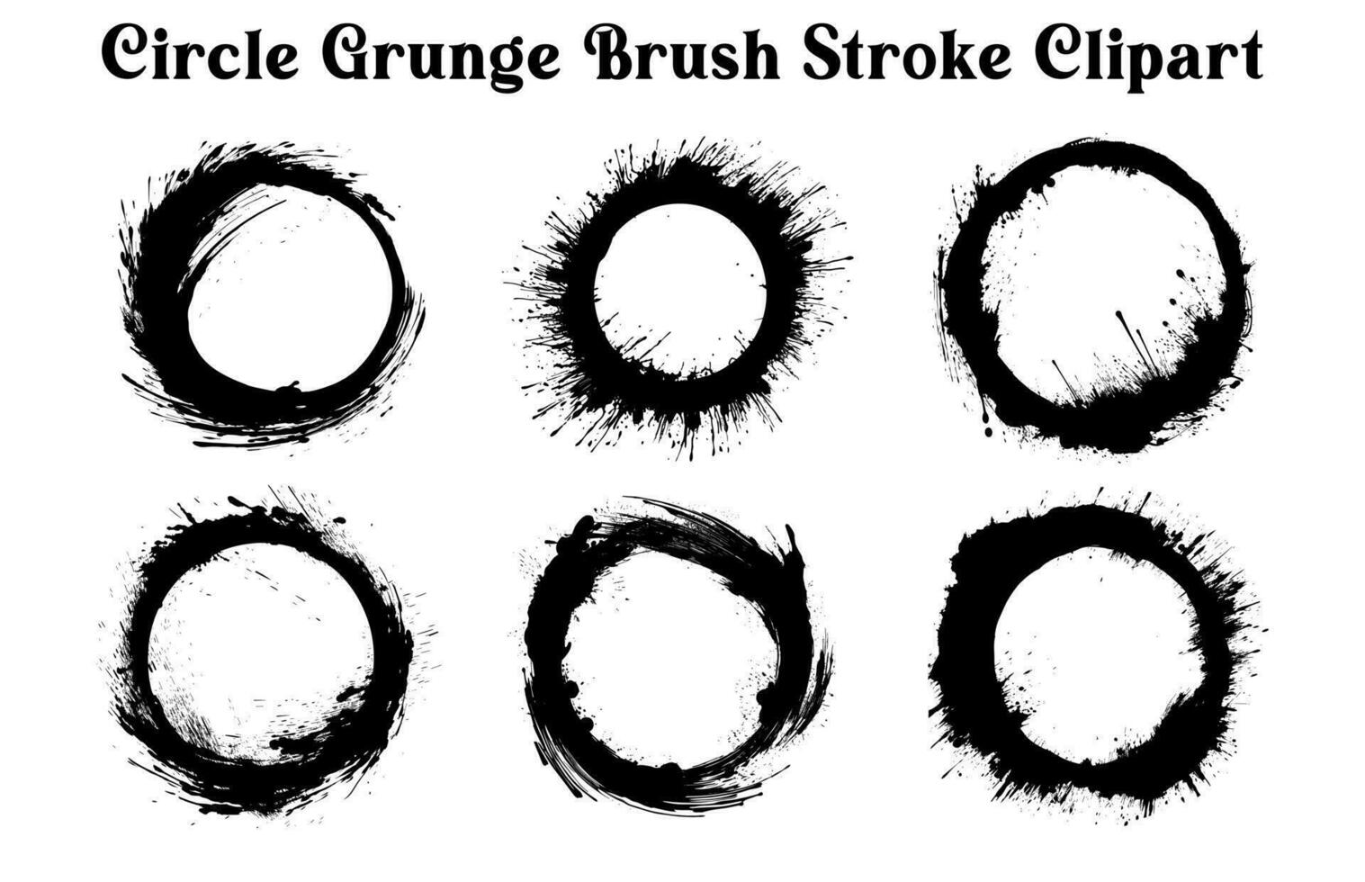 Free Vector Grunge circle brush silhouettes, Collection of Enso Zen Round Brush strokes Illustration