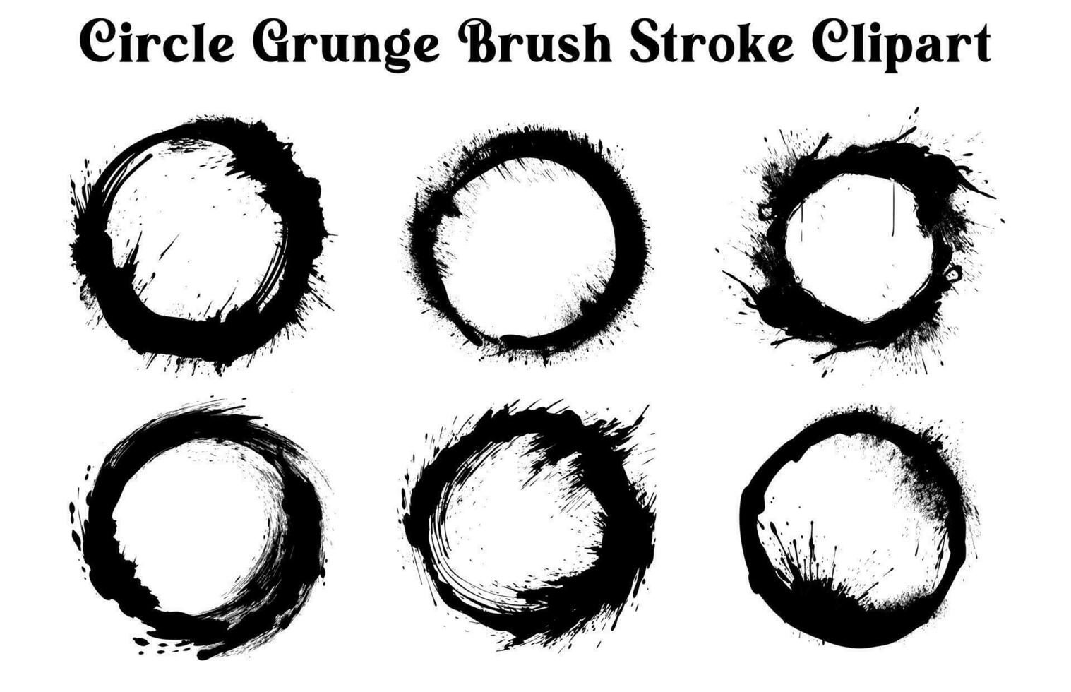 Free Vector Grunge circle brush silhouettes, Collection of Enso Zen Round Brush strokes Illustration