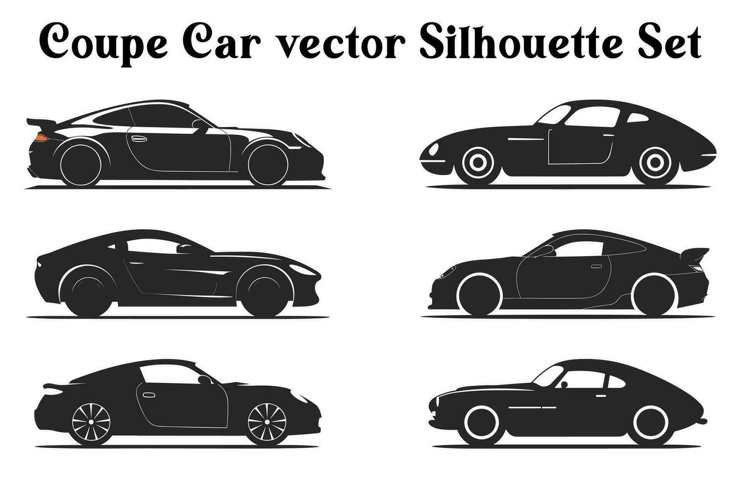 Vector Car Silhouettes Bundle, Set of Car vector silhouette Clipart