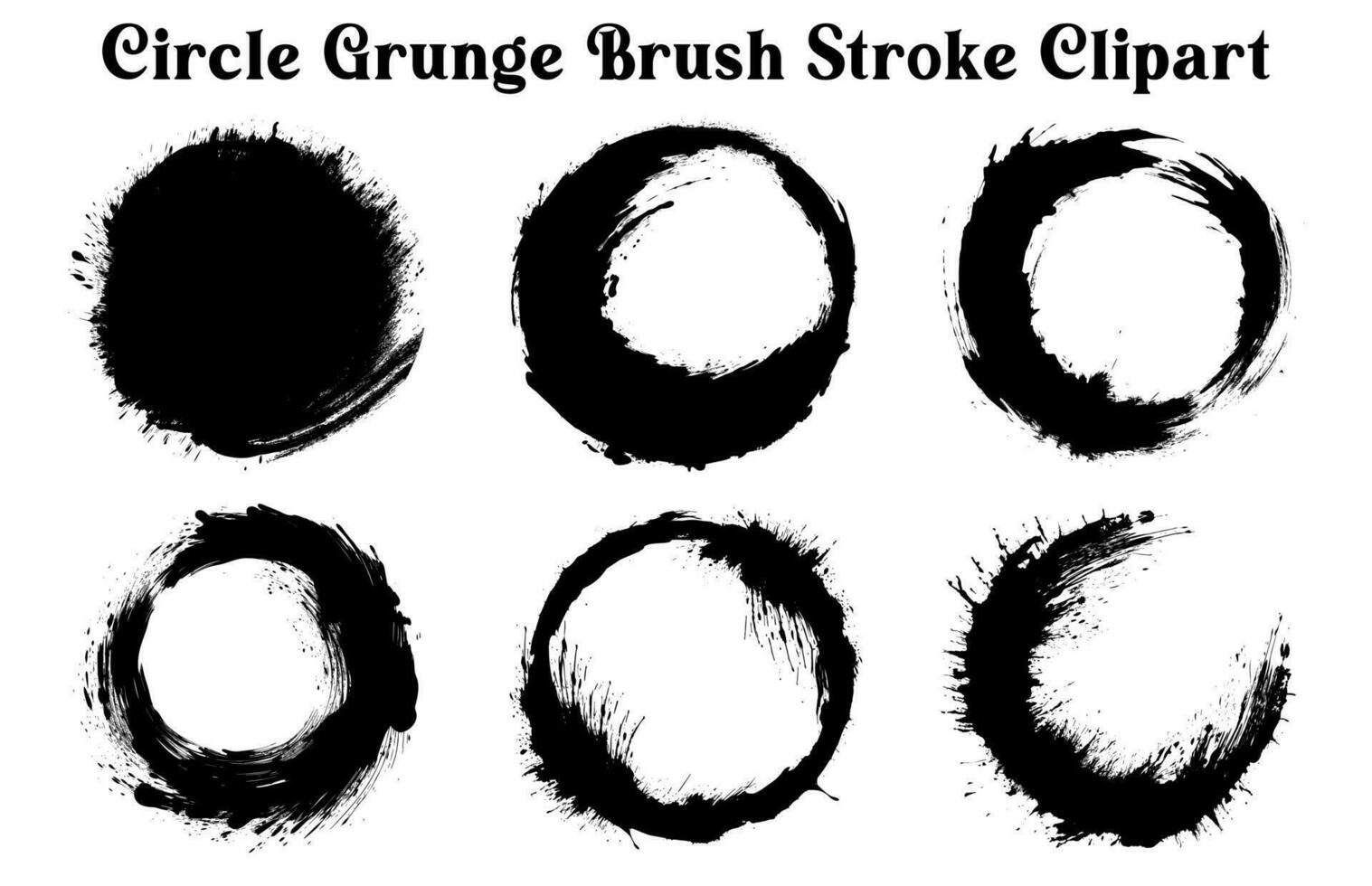 Free Vector Grunge circle brush silhouettes, Collection of Enso Zen Round Brush strokes Illustration