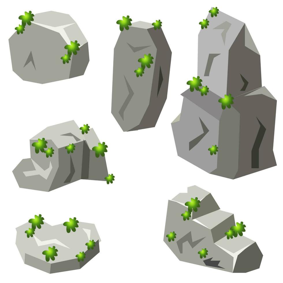 Rock with Moss Set vector