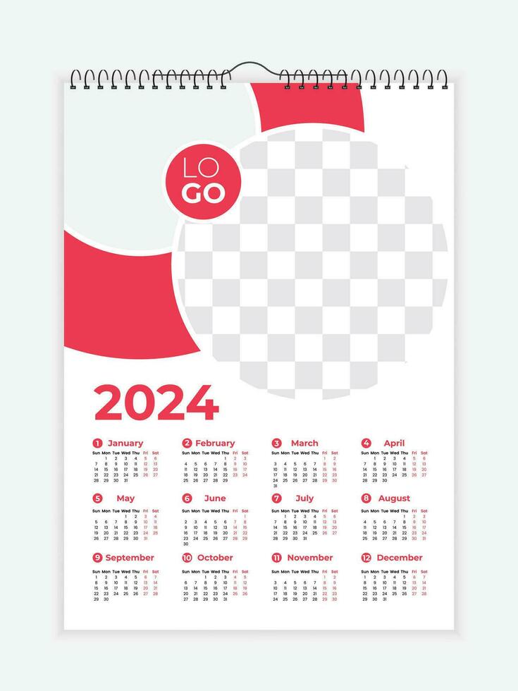 vector 2024 moderno negocio pared calendario modelo diseño