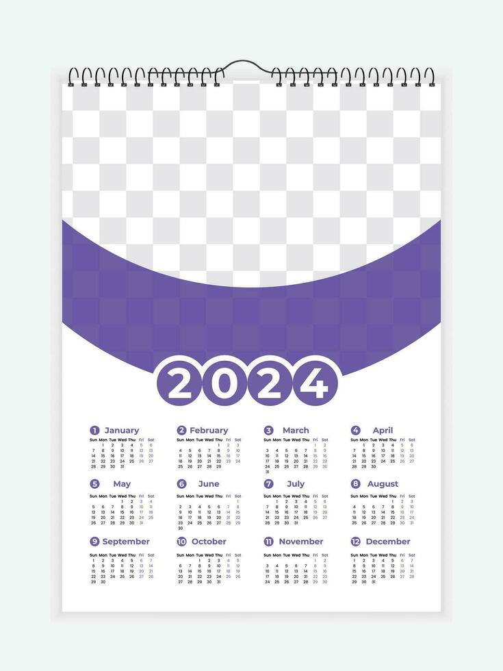 Vector 2024 modern business wall calendar template design