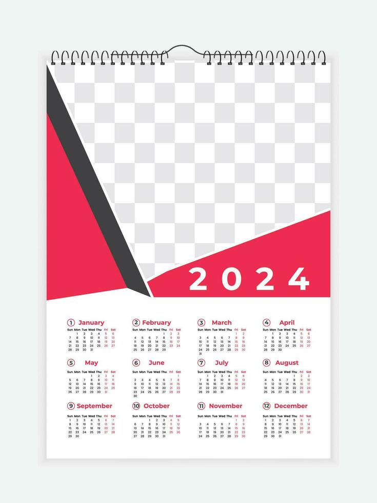 Vector 2024 modern business wall calendar template design