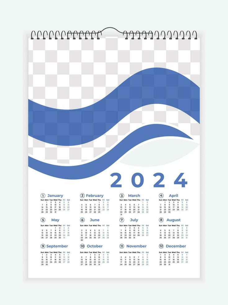 Vector 2024 modern business wall calendar template design