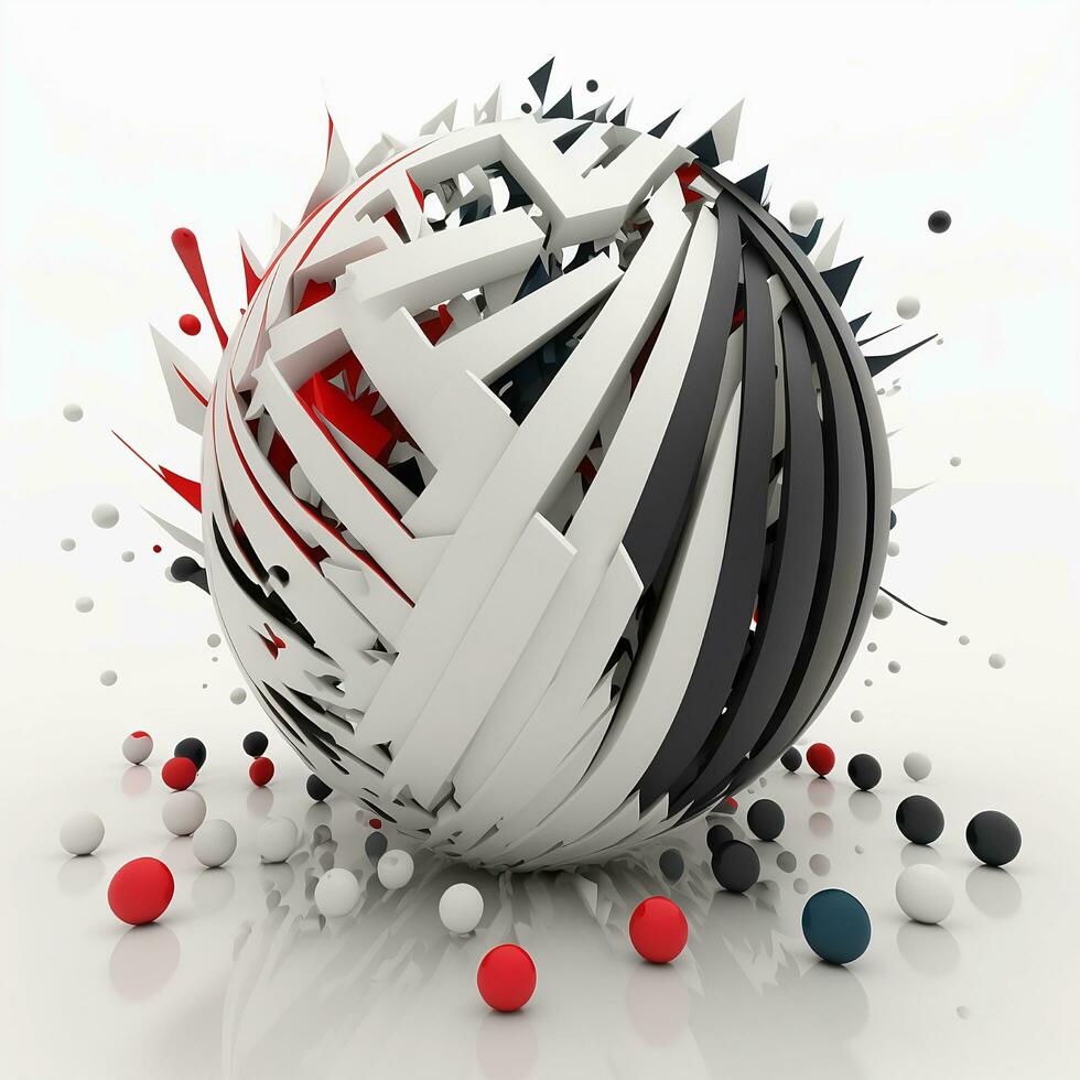 3D Render of Black and White Shapes photo