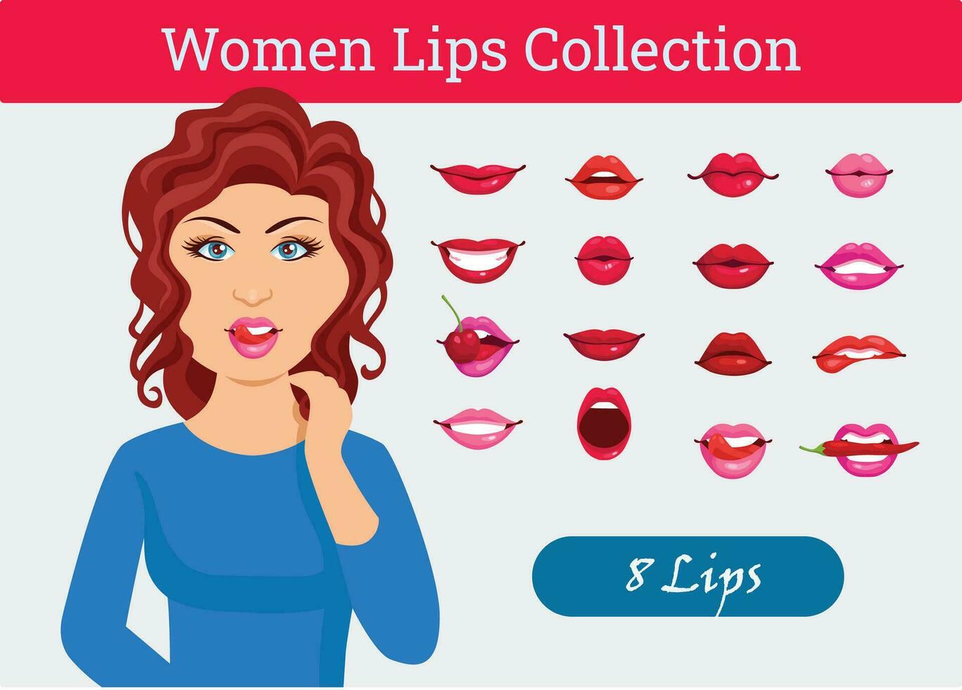 set of different female lips vector