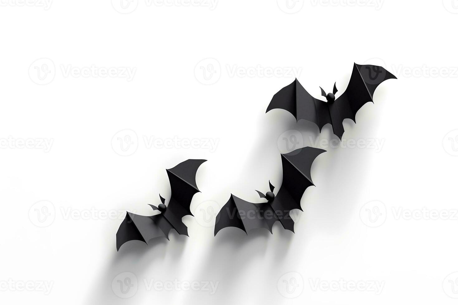 Halloween bat paper cut decoration in white background, AI generated photo