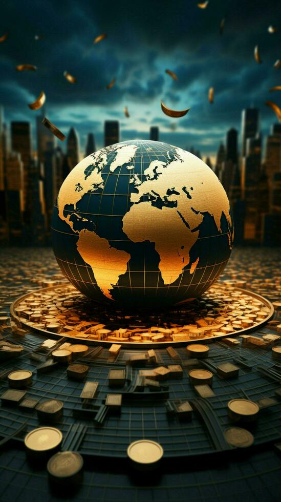 The intersection of money and global economy, shaping financial landscapes worldwide Vertical Mobile Wallpaper AI Generated photo