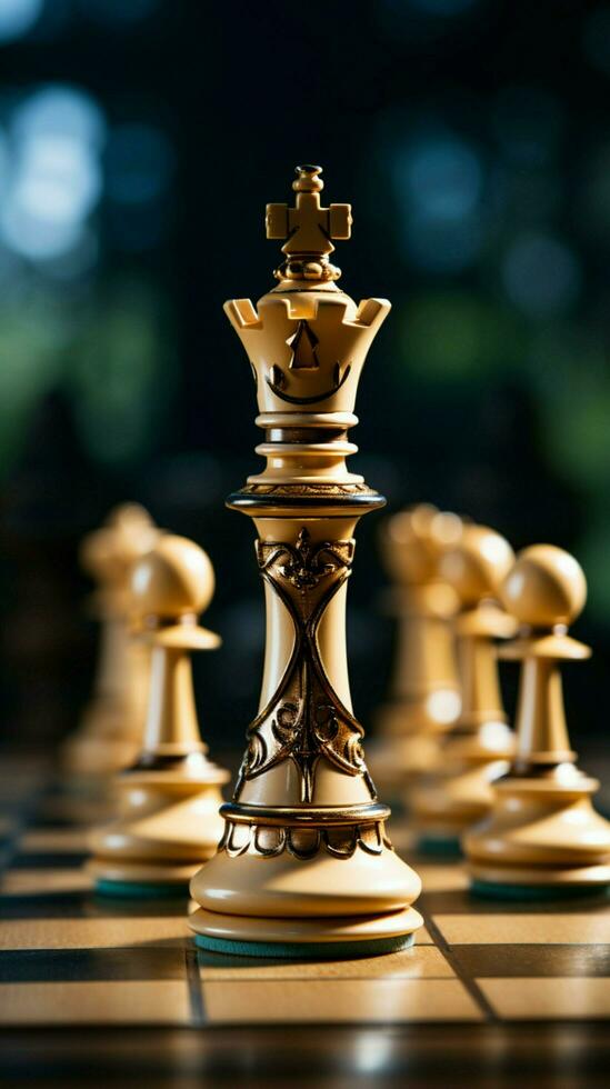 A chess piece bearing Chess shifts position with precision Vertical Mobile Wallpaper AI Generated photo