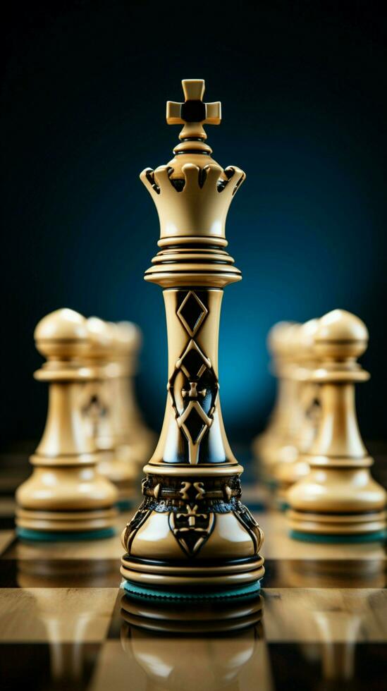 A chess piece bearing Chess shifts position with precision Vertical Mobile Wallpaper AI Generated photo