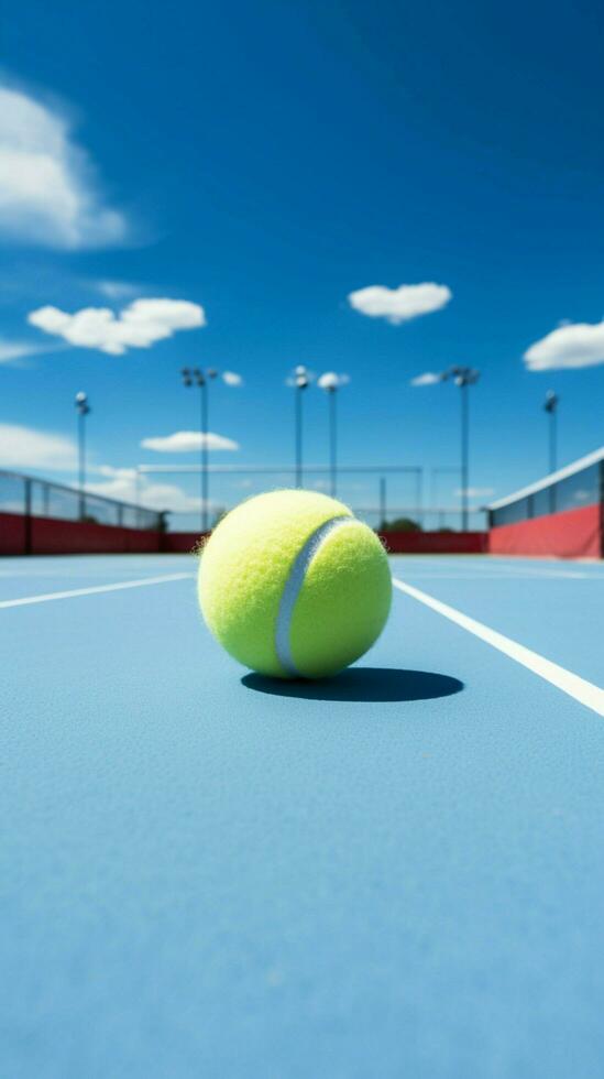 A white line demarcates the boundaries of the paddle tennis court Vertical Mobile Wallpaper AI Generated photo