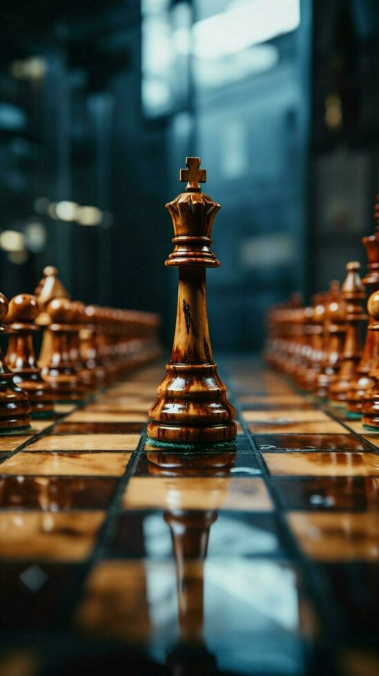 Chess, a metaphor for a businessmans game plan, strategy, and tactical prowess Vertical Mobile Wallpaper AI Generated photo