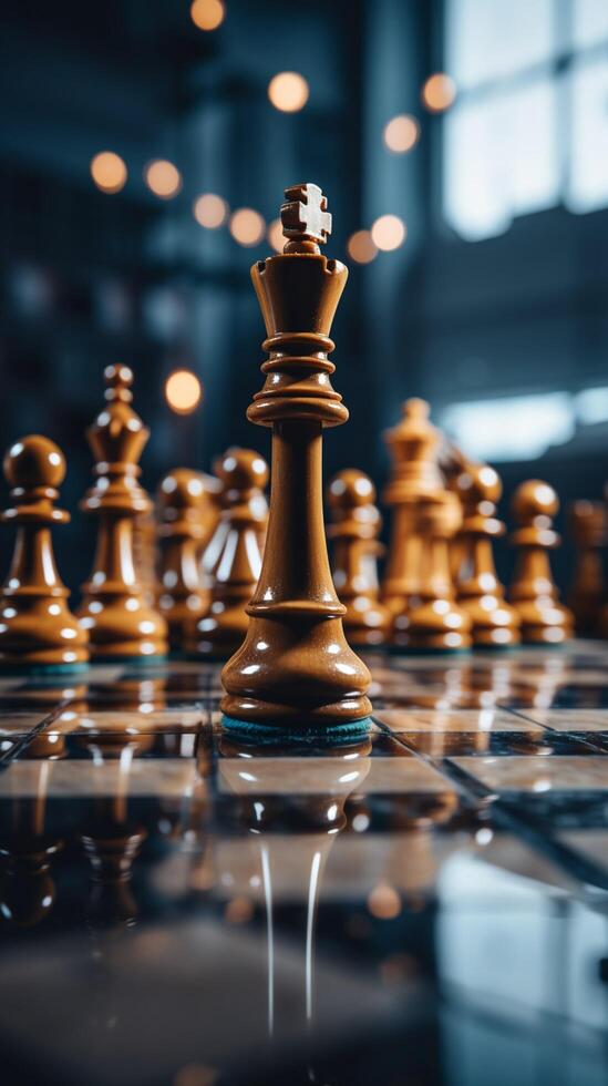 Chess, a metaphor for a businessmans game plan, strategy, and tactical prowess Vertical Mobile Wallpaper AI Generated photo