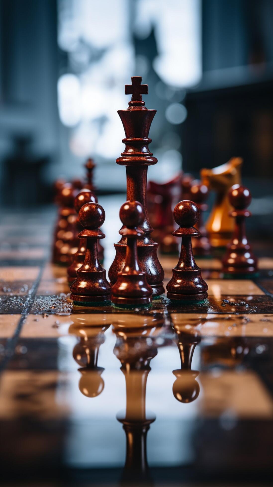 Selective focus Mans hand in chess play, metaphorically guiding strategic  business decisions Vertical Mobile Wallpaper AI Generated 30463882 Stock  Photo at Vecteezy