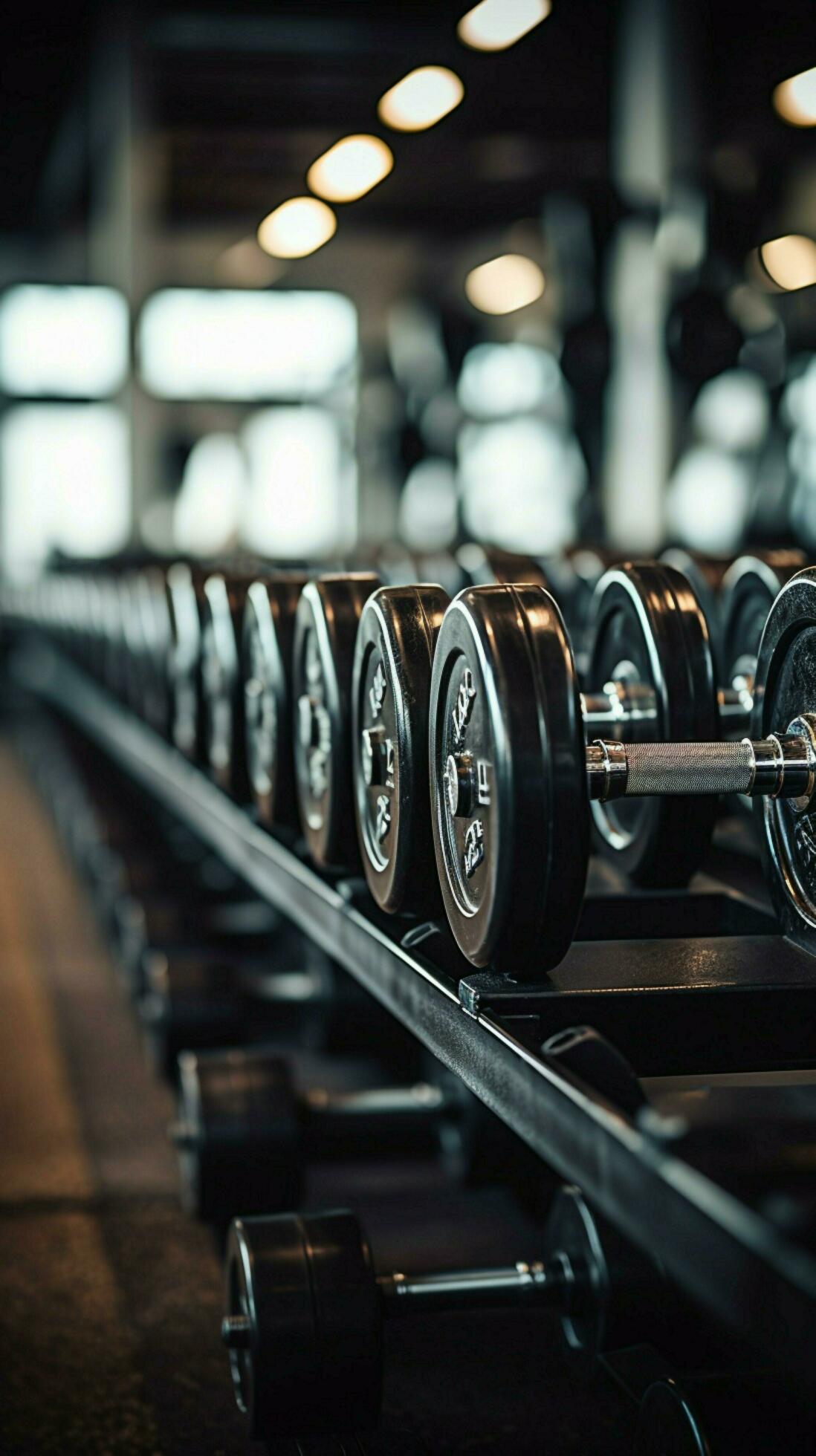 In the gym, rows of dumbbells provide options for strength training  Vertical Mobile Wallpaper AI Generated 31596888 Stock Photo at Vecteezy