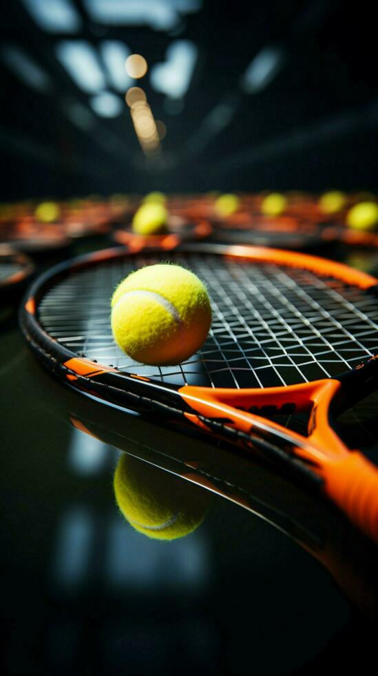 Intense focus on the rackets anticipation of the approaching ball Vertical Mobile Wallpaper AI Generated photo